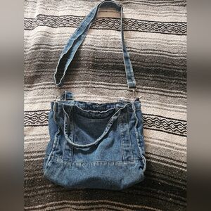 Vintage Denim Blue Jean Medium Size Purse
